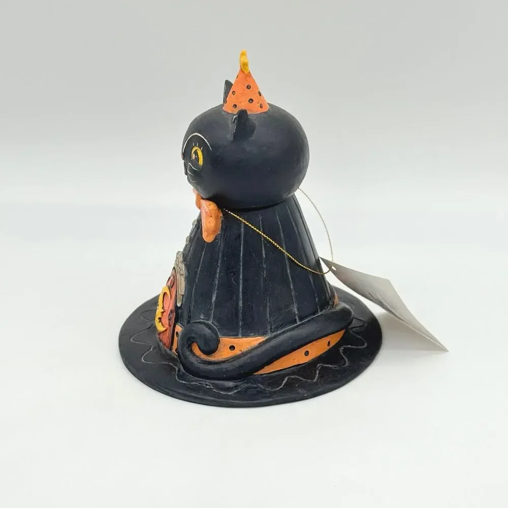 Bethany Lowe Johanna Parker Hocus Purrocus Black Cat Hat Container Halloween NEW